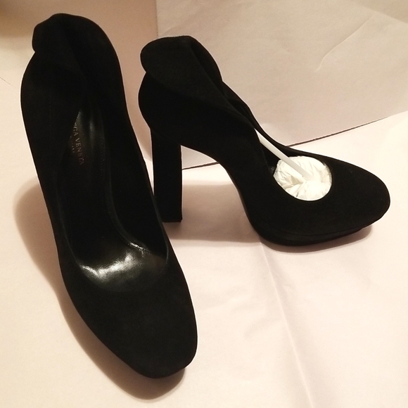 NIB Bottega Veneta Platform Pumps High Heels Black Suede size 40 - Picture 2 of 9